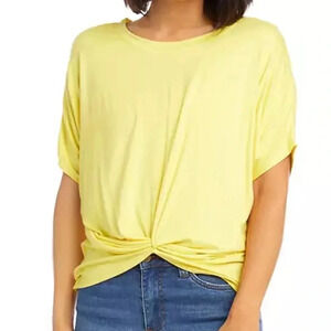 NWT Karen Kane Yellow Women's Top Front Knkt Twist Bat Wing Sleeves Size 1X